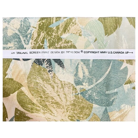 Richloom Screen Print Fabric With Leaf Design Green Blue Tropical Leaves 1.25 YD - Picture 6 of 6